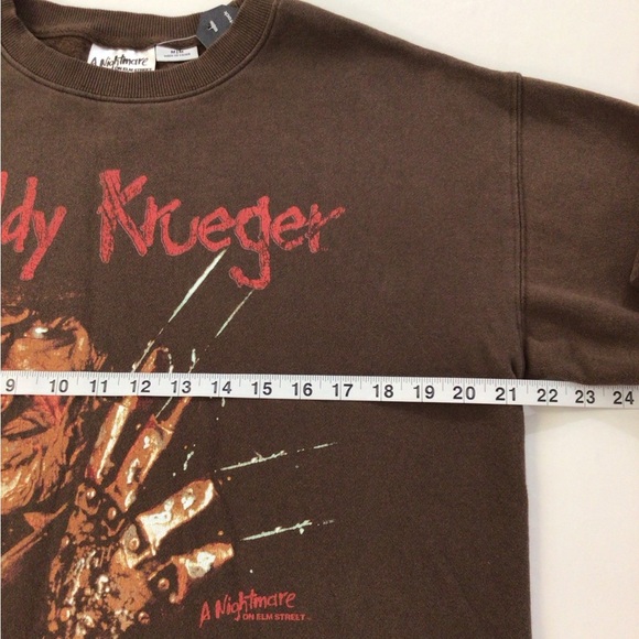 NWOT Freddy Krueger Brown Crew Loose Fit Sweater, sz MD - Picture 5 of 16